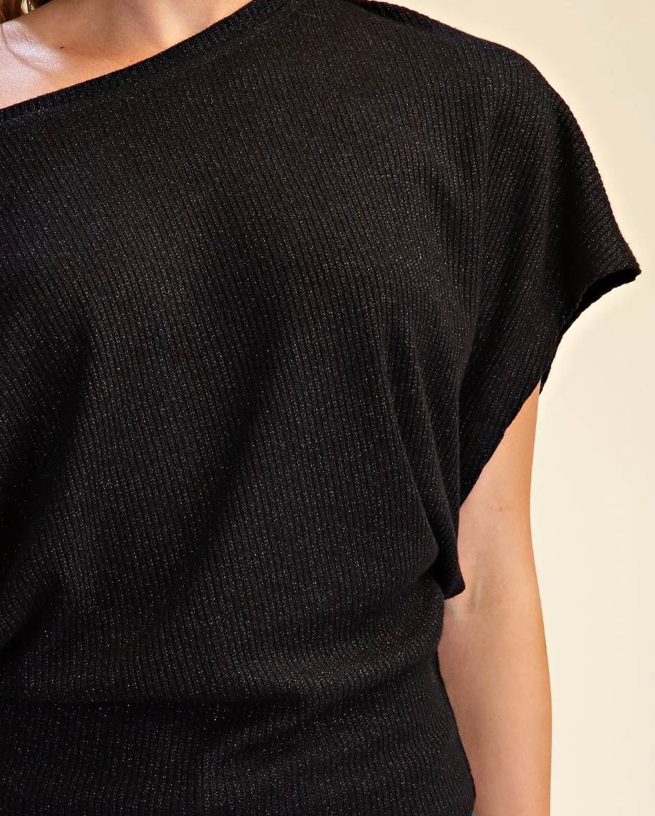 Cleo - Dolman Sleeve Knit Top (Black)
