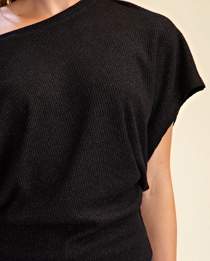 Cleo - Dolman Sleeve Knit Top (Black)