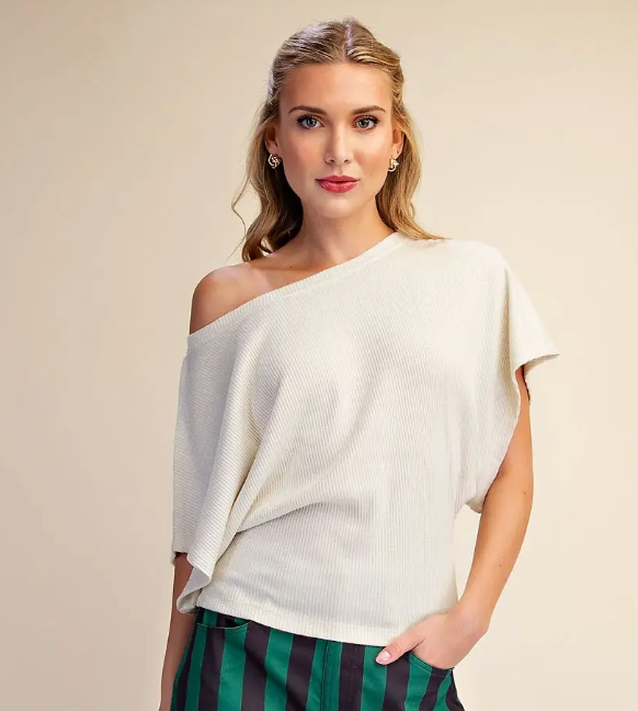 Cleo - Dolman Sleeve Knit Top (Ivory)