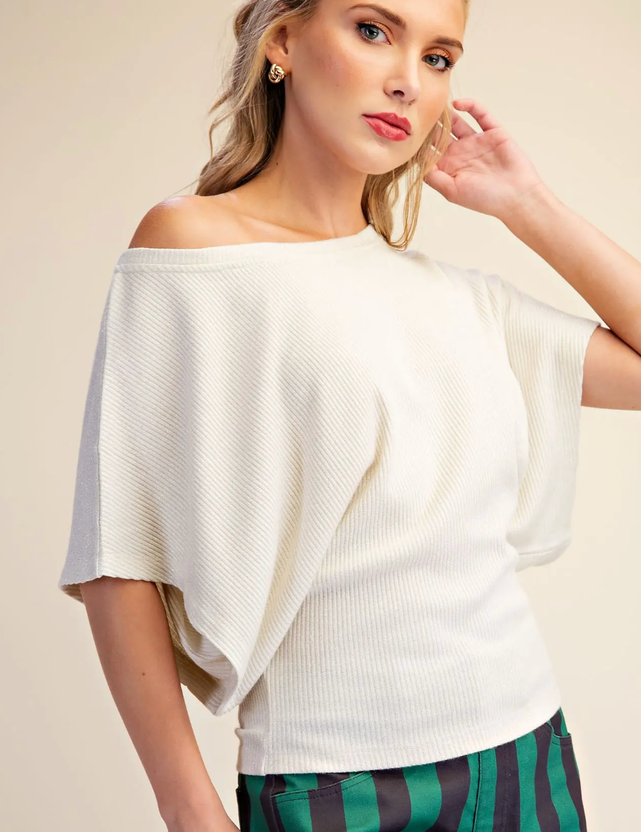 Cleo - Dolman Sleeve Knit Top (Ivory)