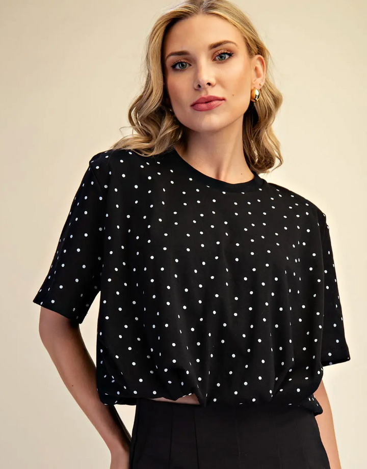 Lainey - Polka Dot Bubble Top (Black)