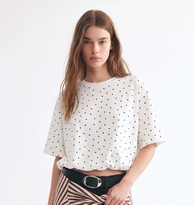Lainey - Polka Dot Bubble Top (White)