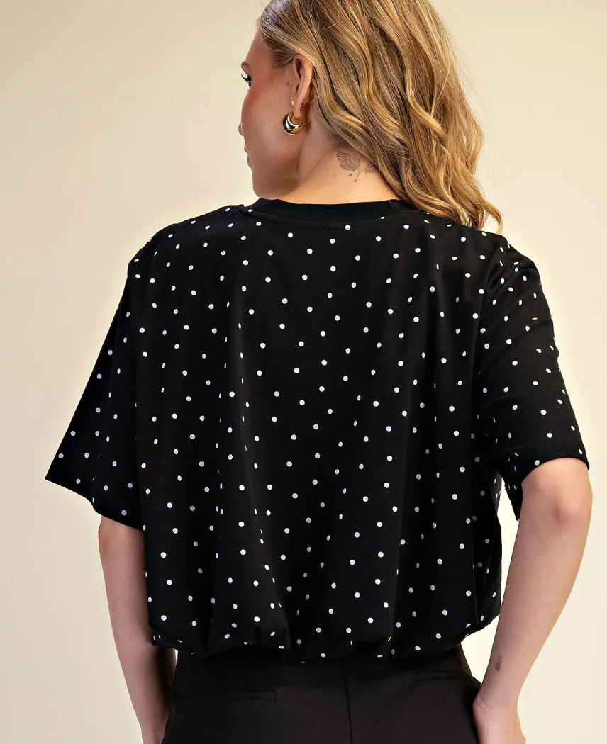 Lainey - Polka Dot Bubble Top (Black)
