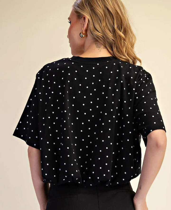 Lainey - Polka Dot Bubble Top (Black)
