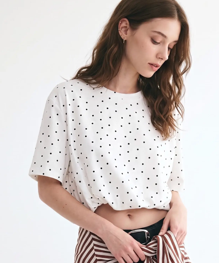 Lainey - Polka Dot Bubble Top (White)