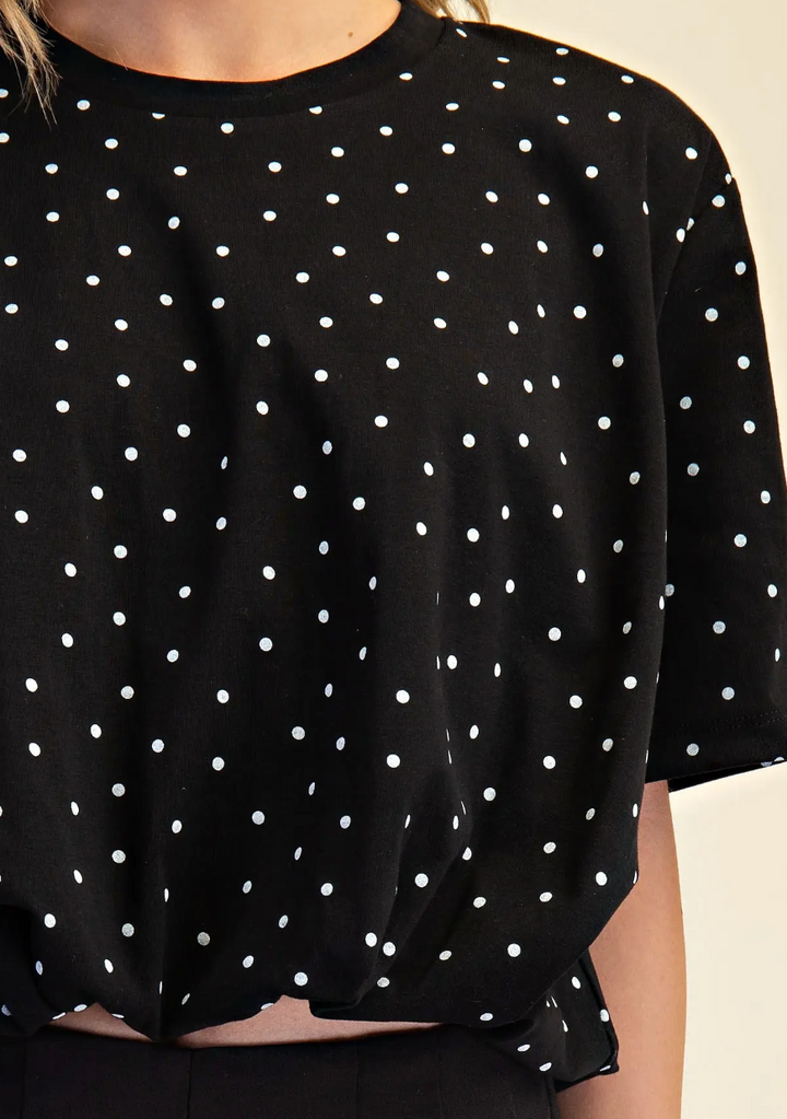 Lainey - Polka Dot Bubble Top (Black)