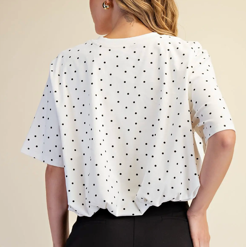 Lainey - Polka Dot Bubble Top (White)