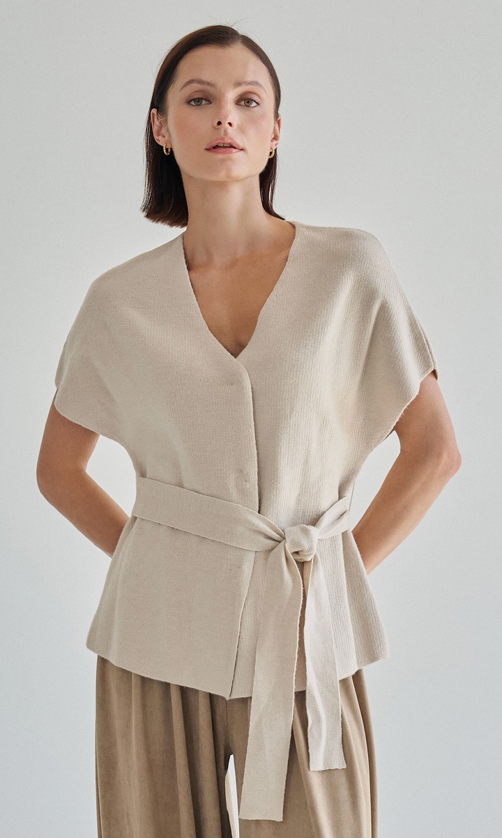 Pippa - V Neck Front Tie Sweater