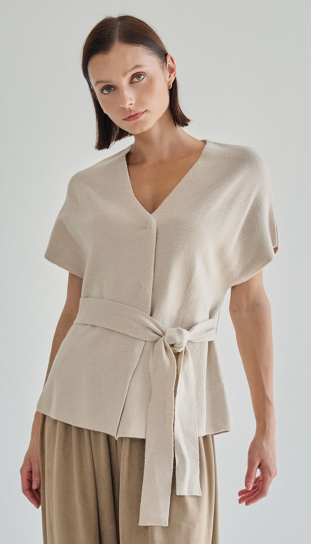 Pippa - V Neck Front Tie Sweater