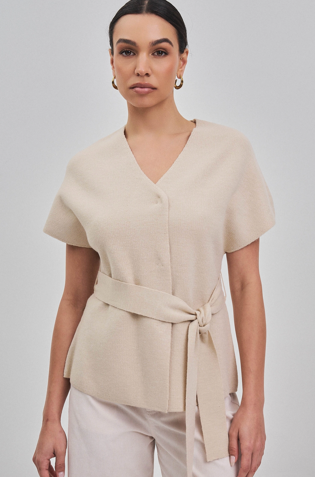 Pippa - V Neck Front Tie Sweater