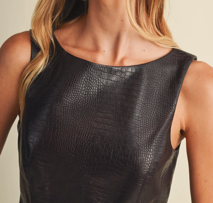 Judith -  Faux Leather Sleeveless Croc Top