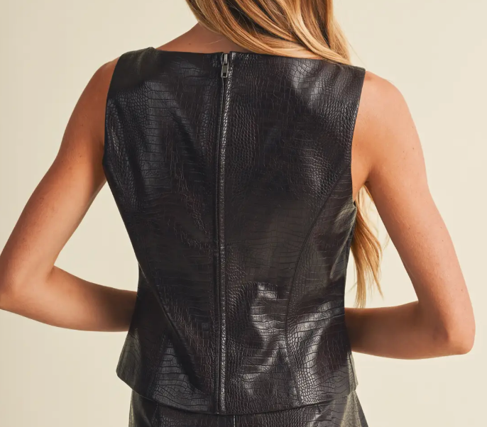 Judith -  Faux Leather Sleeveless Croc Top