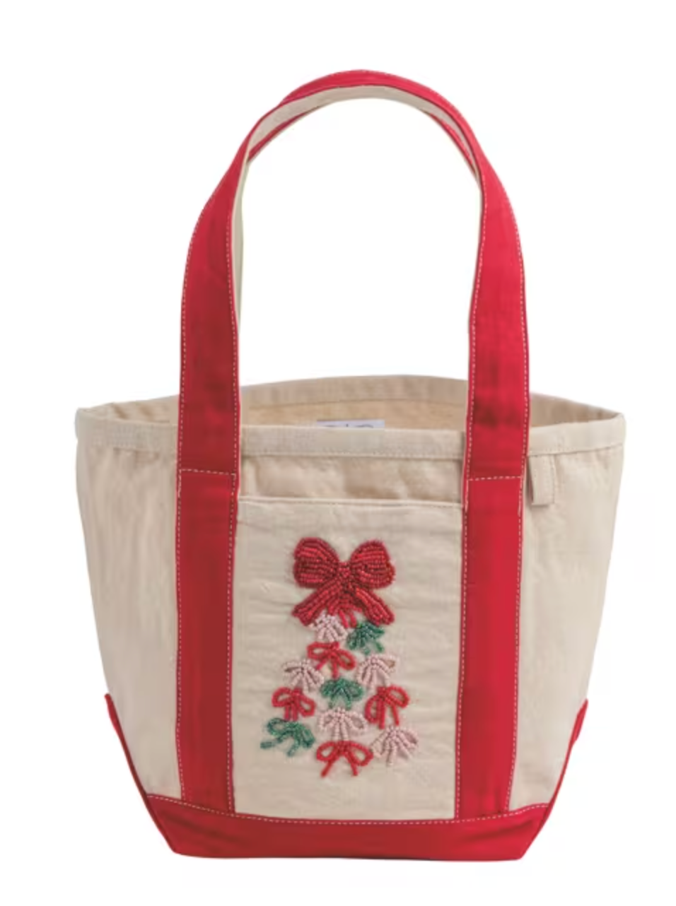Holiday Beaded Mini Tote - Bow Christmas Tree