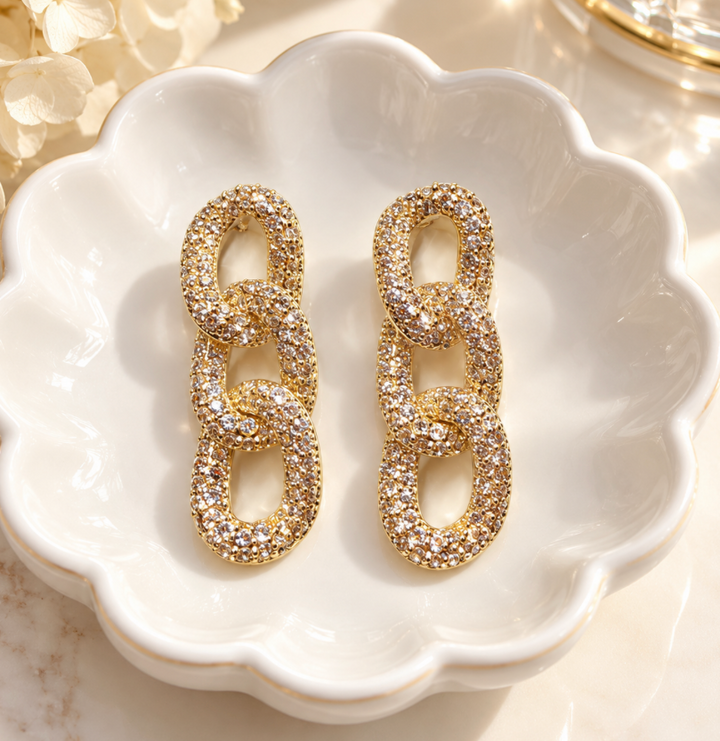 Luci - Pave Link Earrings