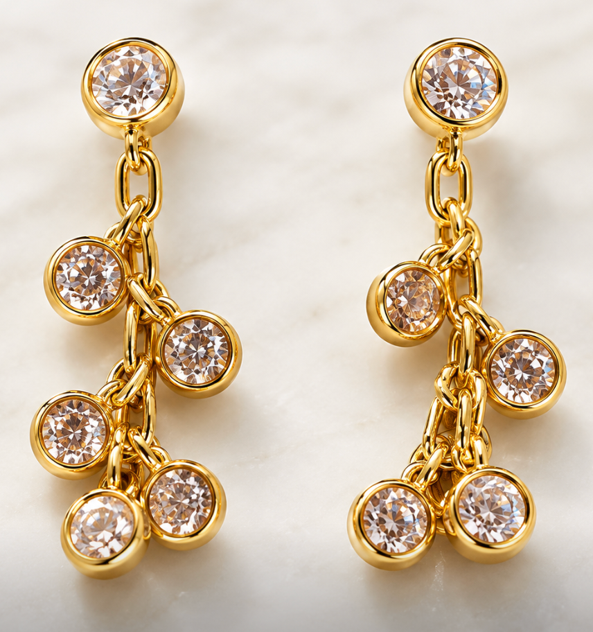 Gloria - Beveled Crystal Earrings