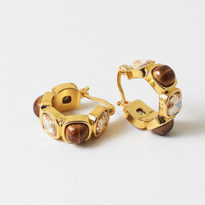 Natalie - Rhinestone Hoop Earrings