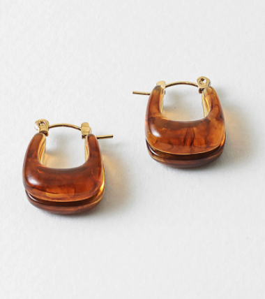 Theresa - Square Hoop Tortoise Earrings