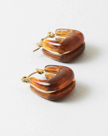 Theresa - Square Hoop Tortoise Earrings