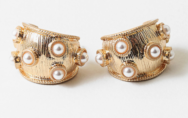 Paige - Pearl Chunky Hoop Earrings