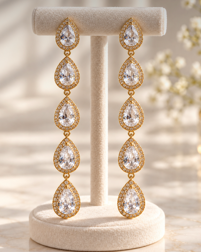 Kinsley - Pear Shape Drop Earrings