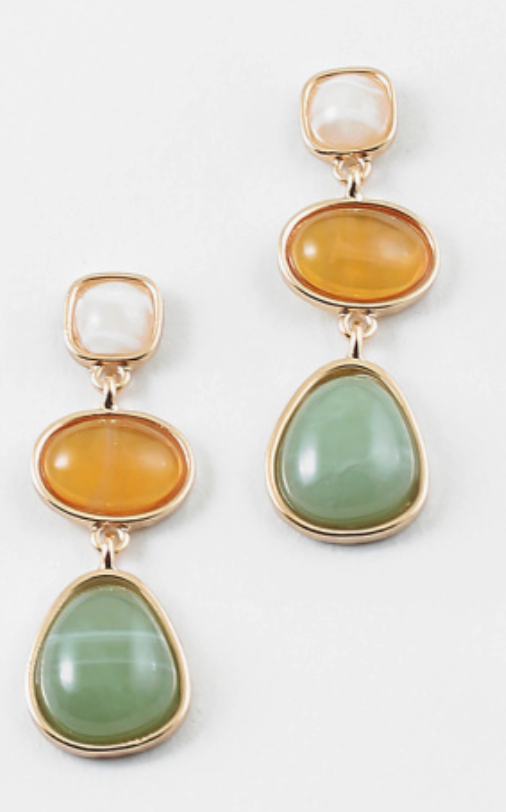 Rachel - Gemstone Dangle Earrings (Jade)