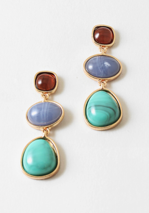 Rachel - Gemstone Dangle Earrings (Turquoise)