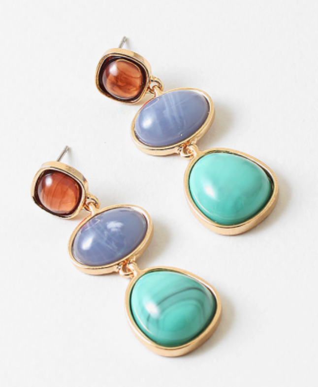 Rachel - Gemstone Dangle Earrings (Turquoise)