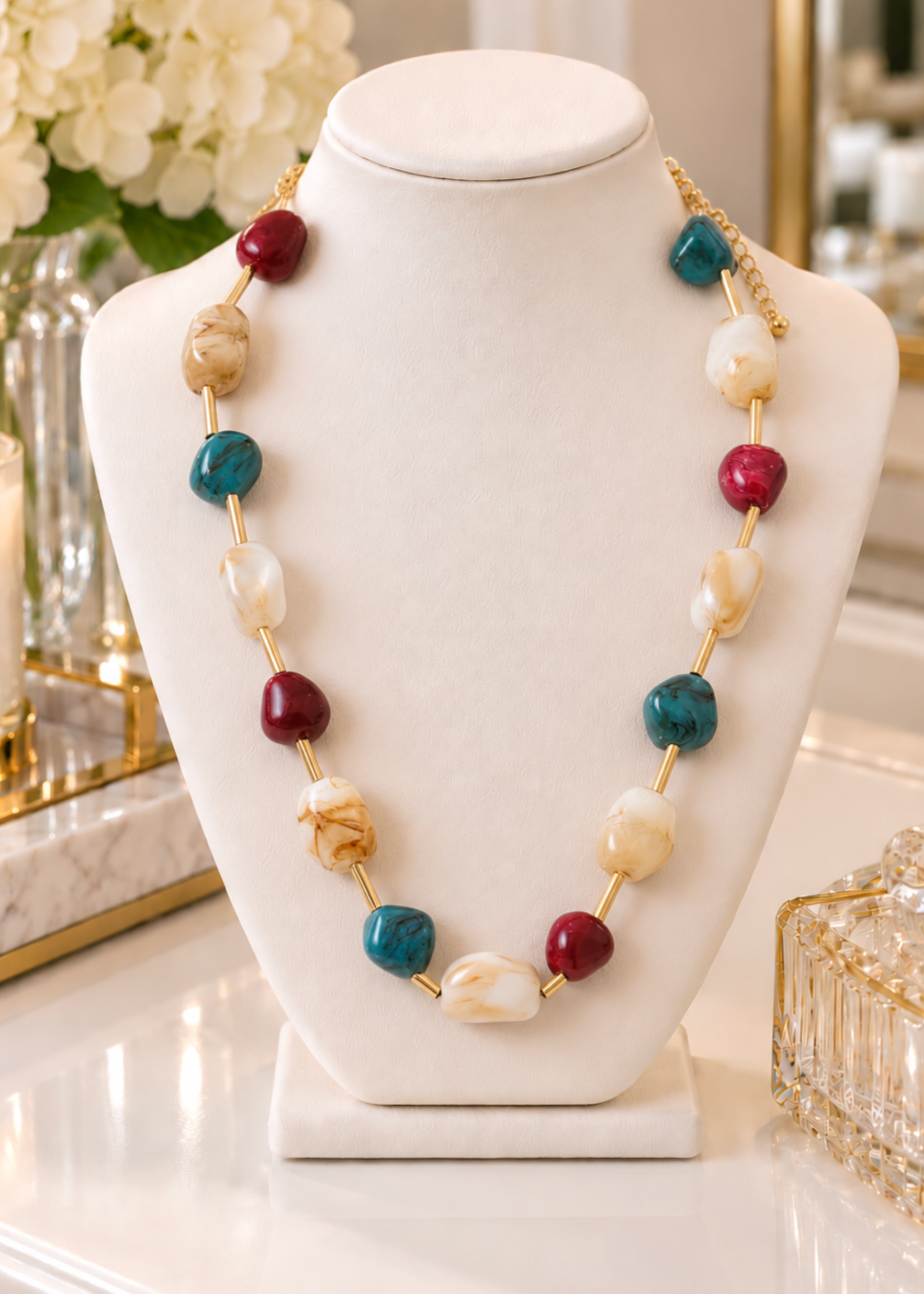 Rori - Beaded Necklace (Fall Colors)