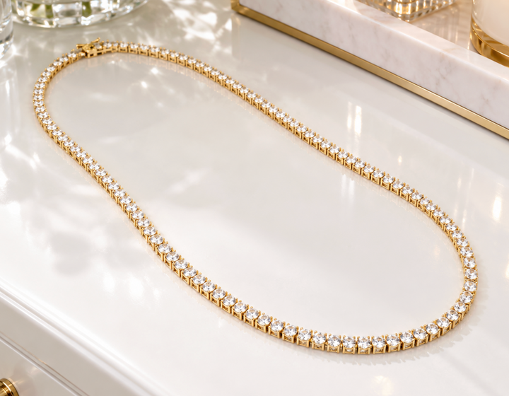 Tennis Necklace (Gold)