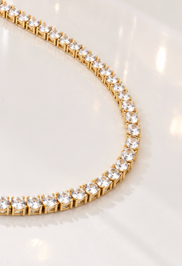 Tennis Necklace (Gold)