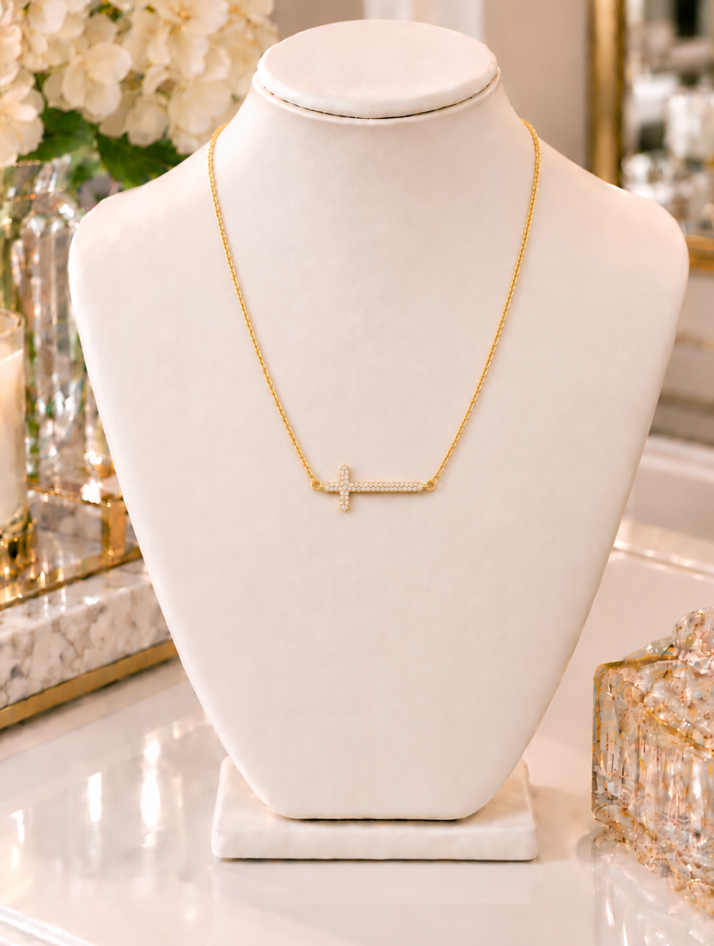 Rhinestone Dainty Cross Necklace