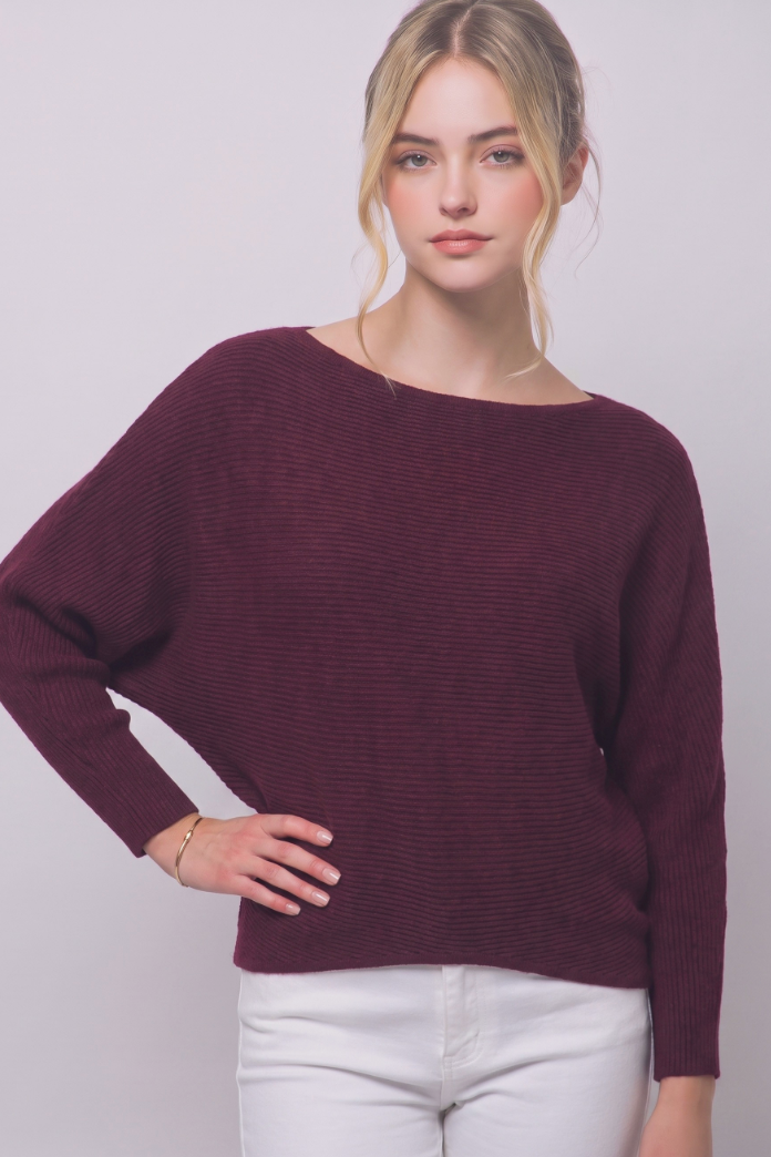 Donna - Dolman Sweater (Maroon)