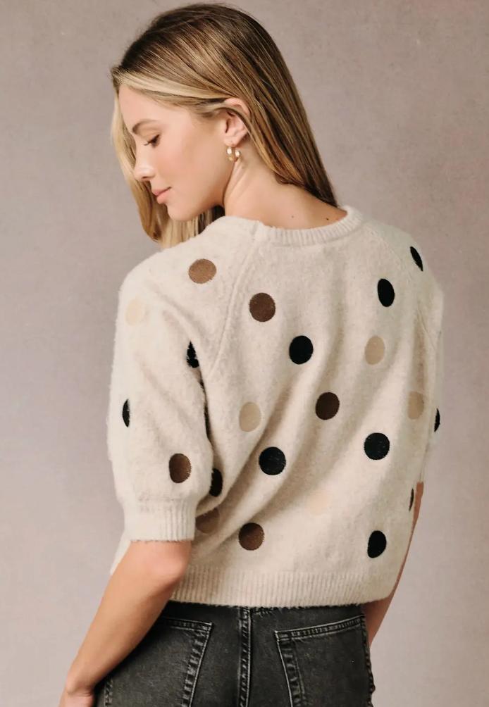 Becca - Embroidered Polka Dot Sweater