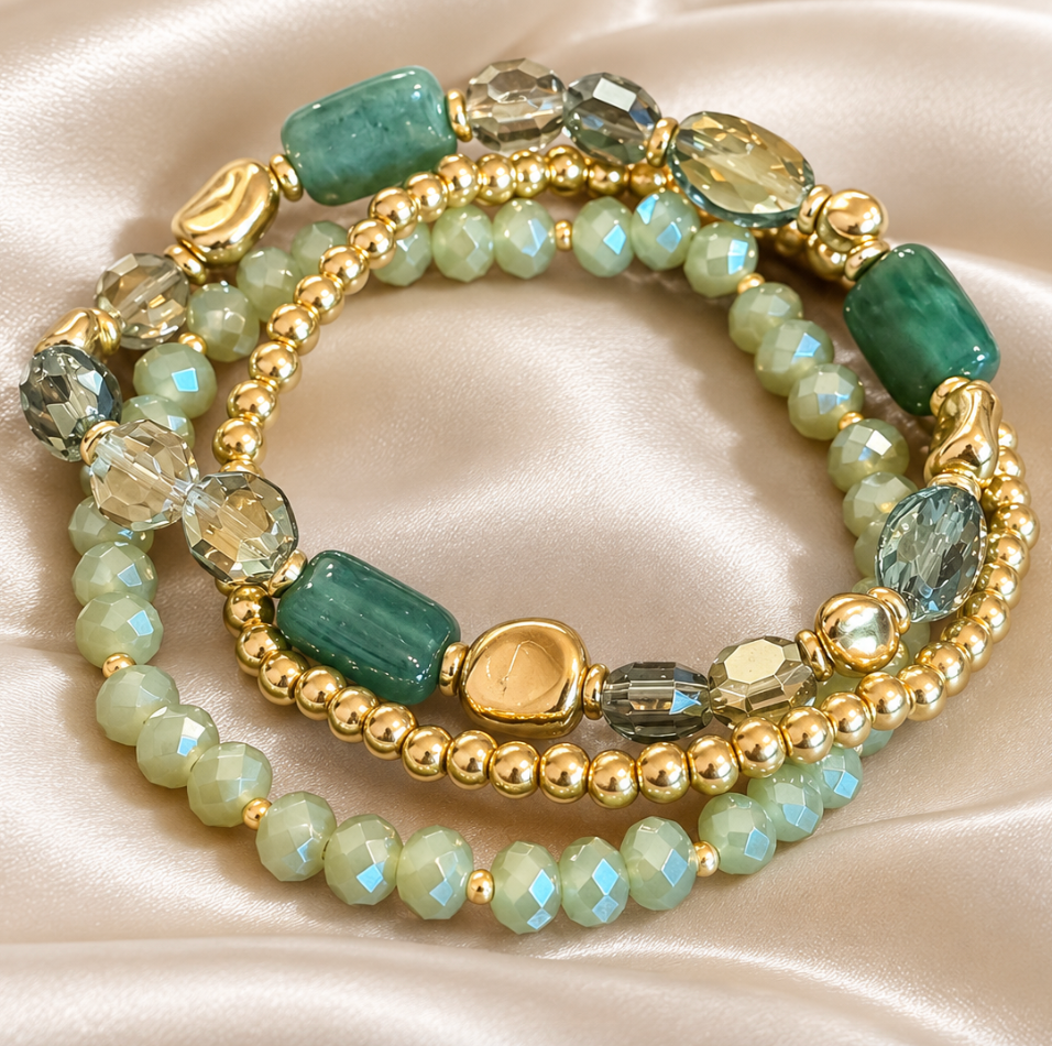 Nora - Beaded Bracelet Set (Green)