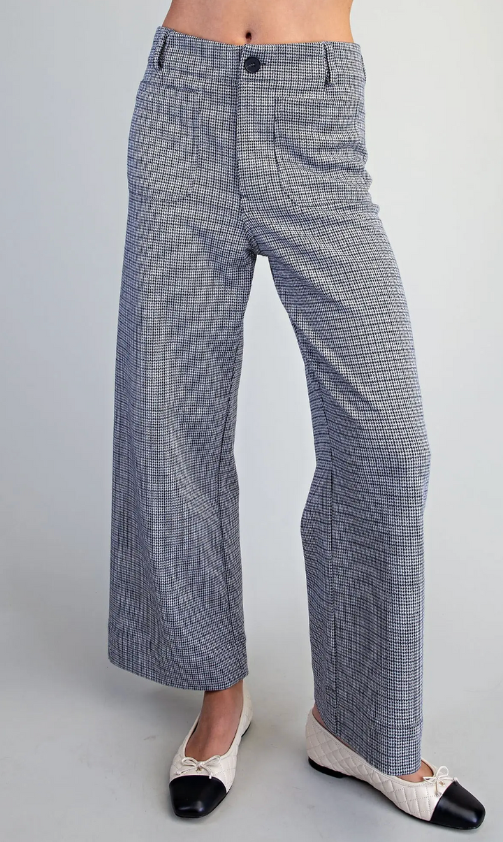 Blaine - Straight Leg Pants (Charcoal Houndstooth)
