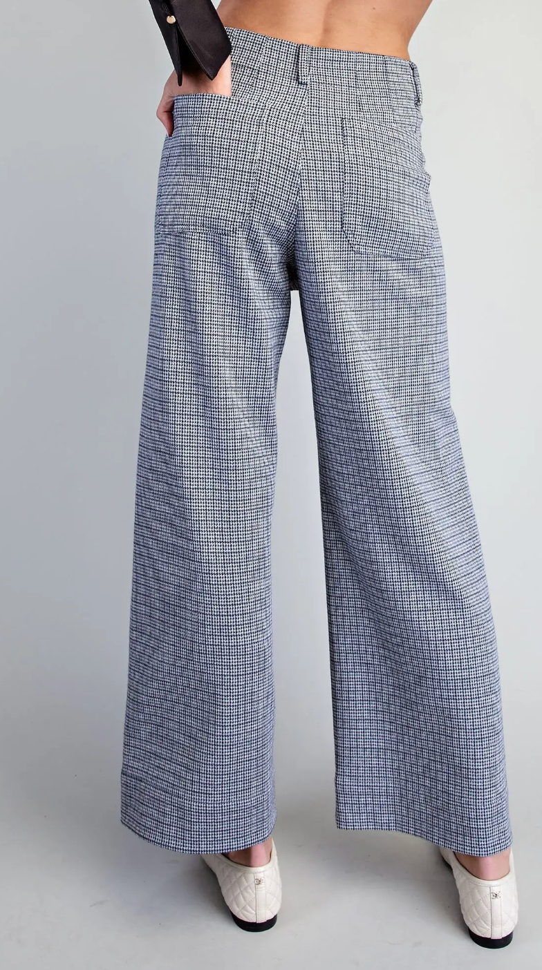 Blaine - Straight Leg Pants (Charcoal Houndstooth)