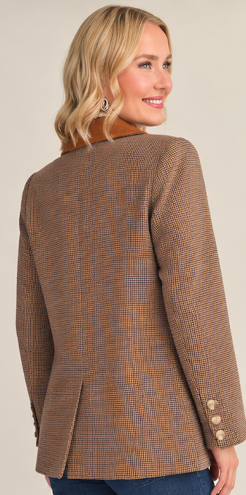 Lauren - Drawstring Waist Houndstooth Blazer