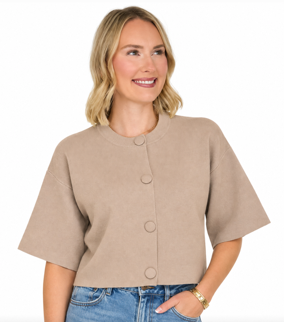 Brooklyn - Crop Knit Sweater (Mocha)