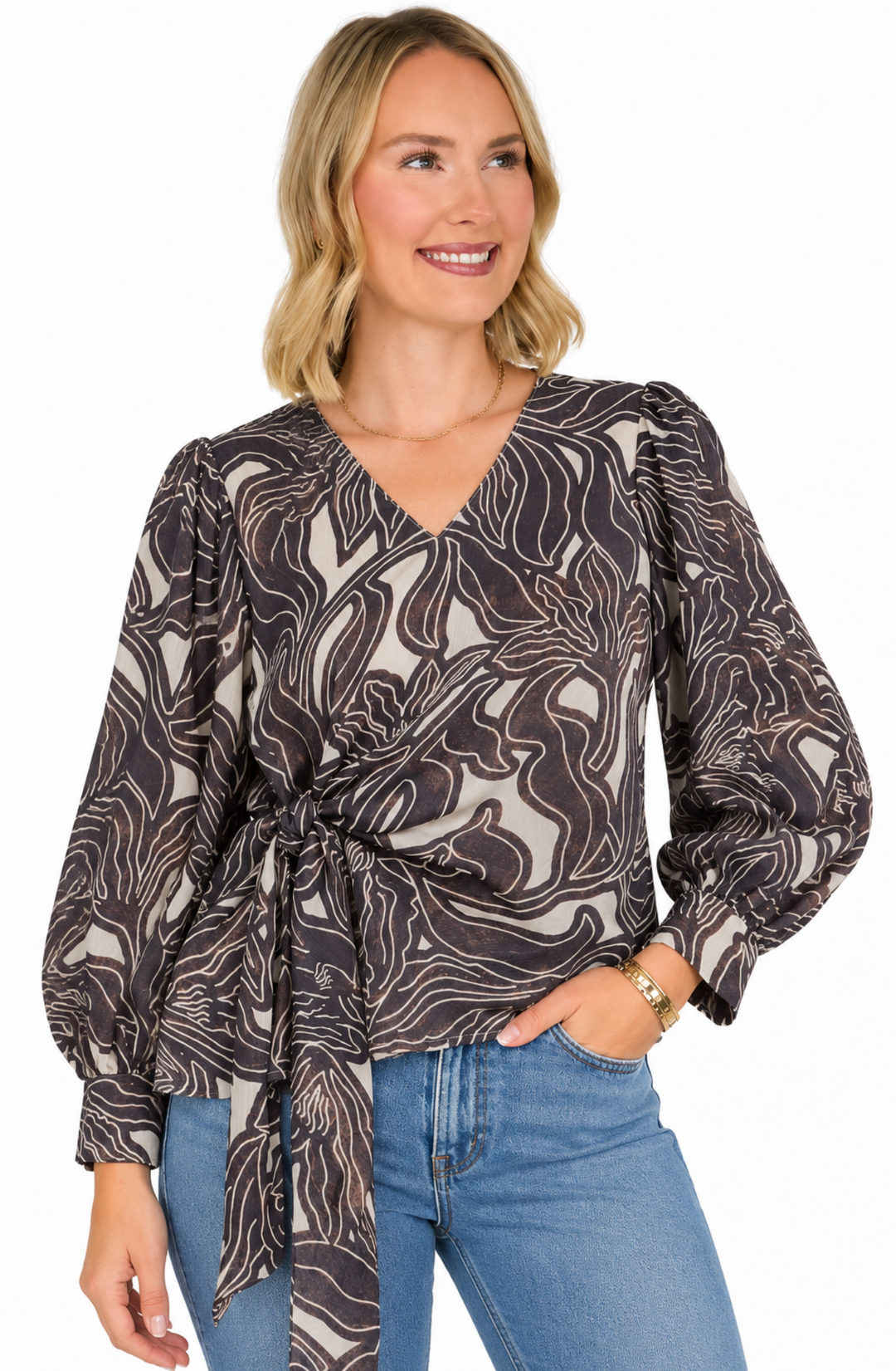 Kayla - Floral Print Top (Black)