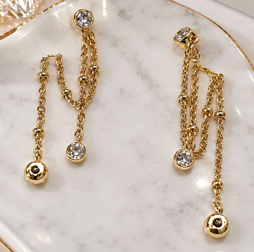 Lillee - Beveled Rhinestone Drop Earrings