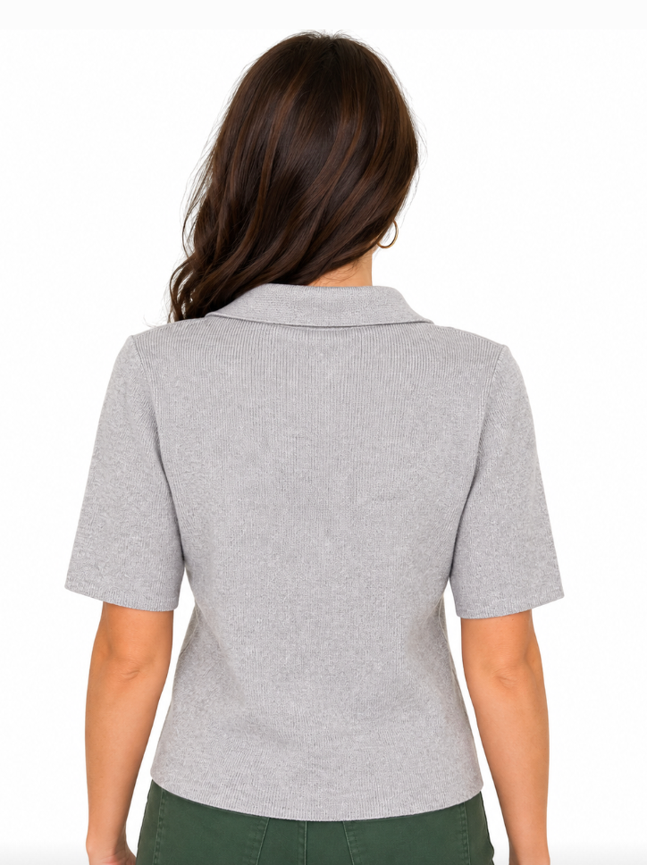Eleanor - Ribbed Short Sleeve Sweater