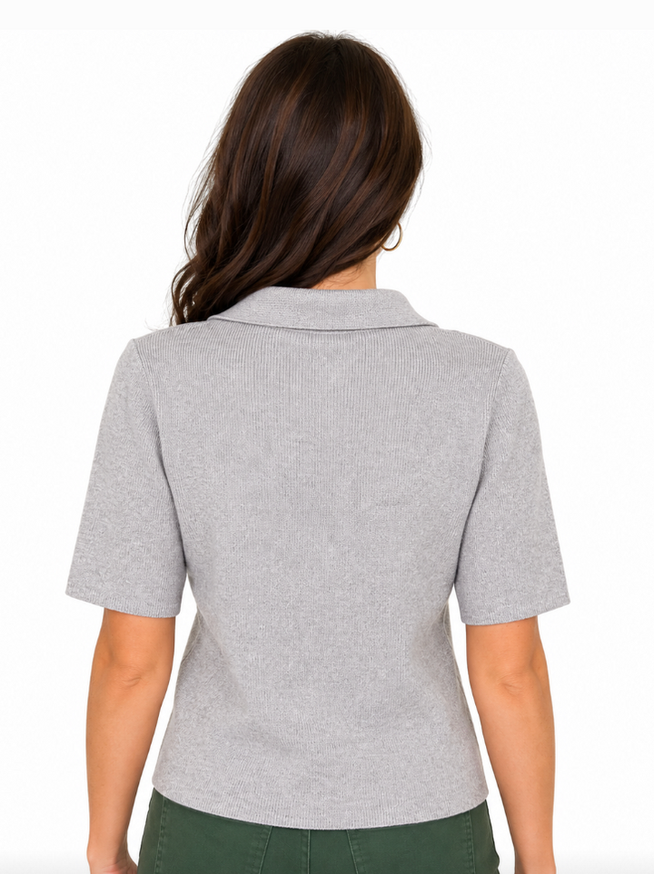 Eleanor - Ribbed Short Sleeve Sweater