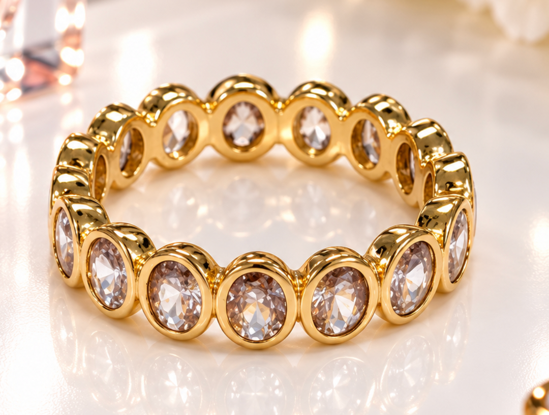 Campbell - Gold Oval Crystal Eternity Ring