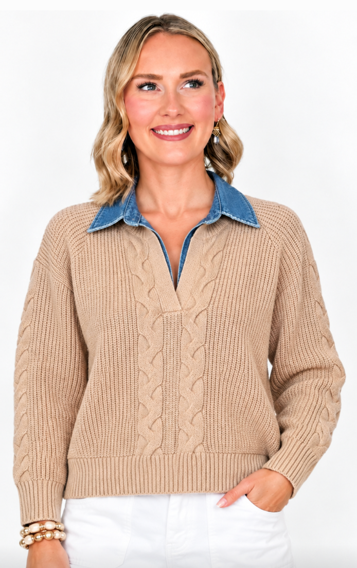 Cassidy - Cable Knit Collared Sweater