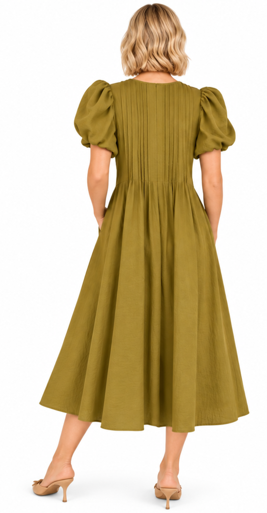 Nadia - Pleated Bodice Midi Dress