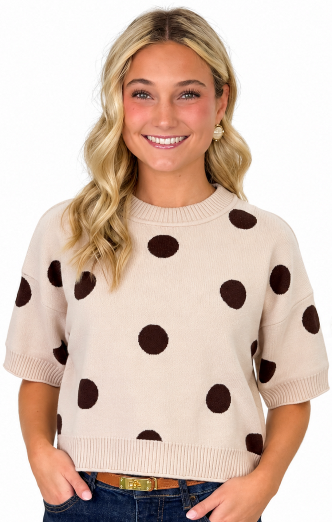 Blair - Polka Dot Sweater (Beige)