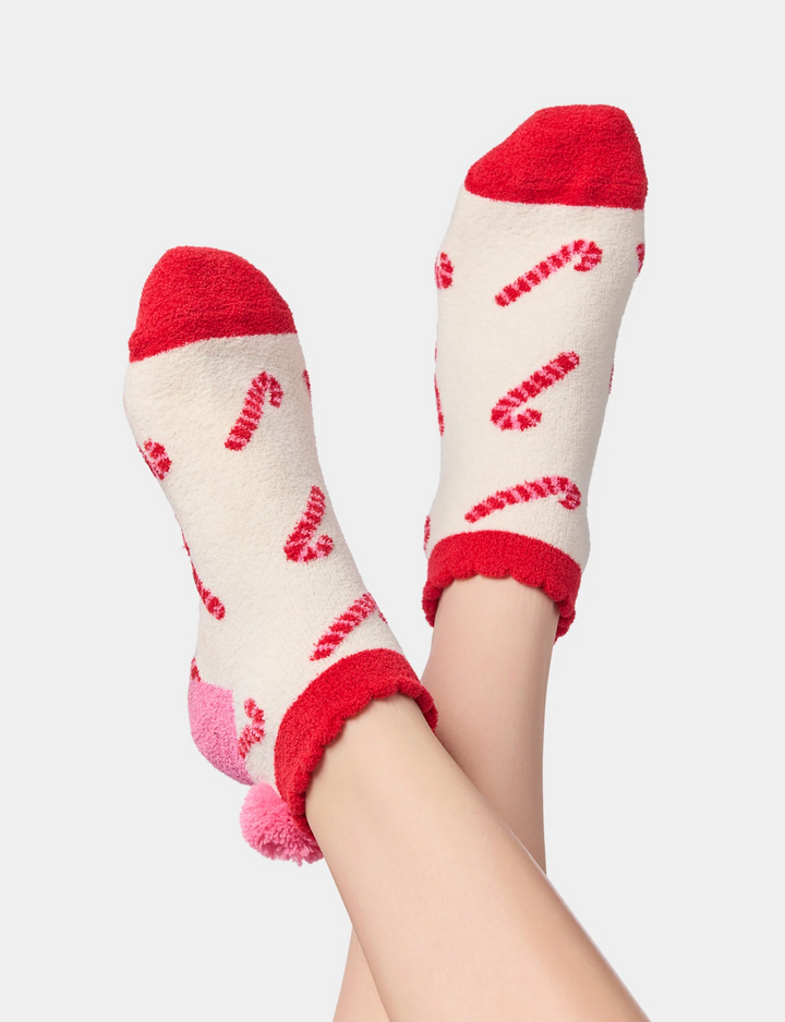 Shiraleah - Fuzzy Socks - Candy Cane