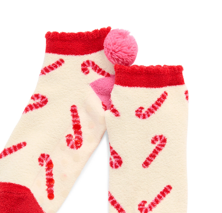 Shiraleah - Fuzzy Socks - Candy Cane