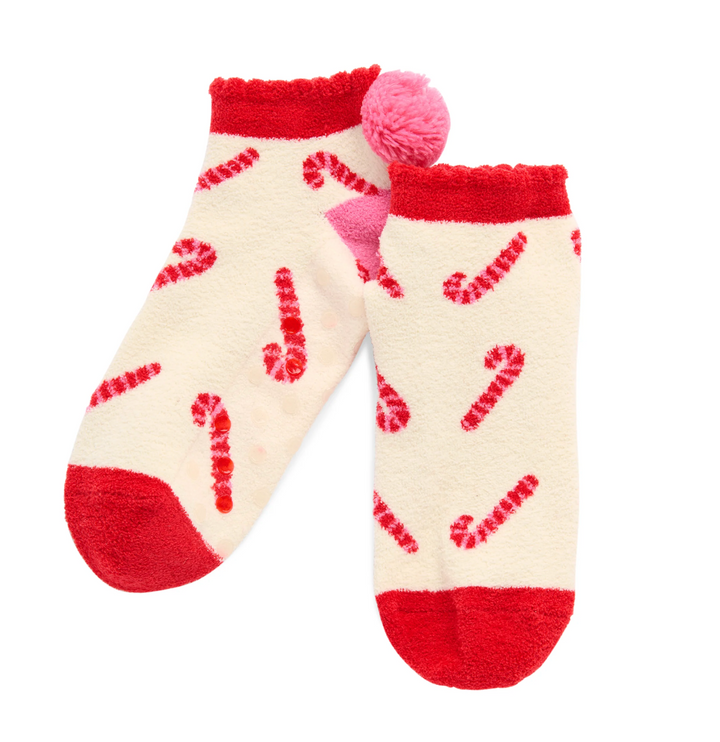 Shiraleah - Fuzzy Socks - Candy Cane