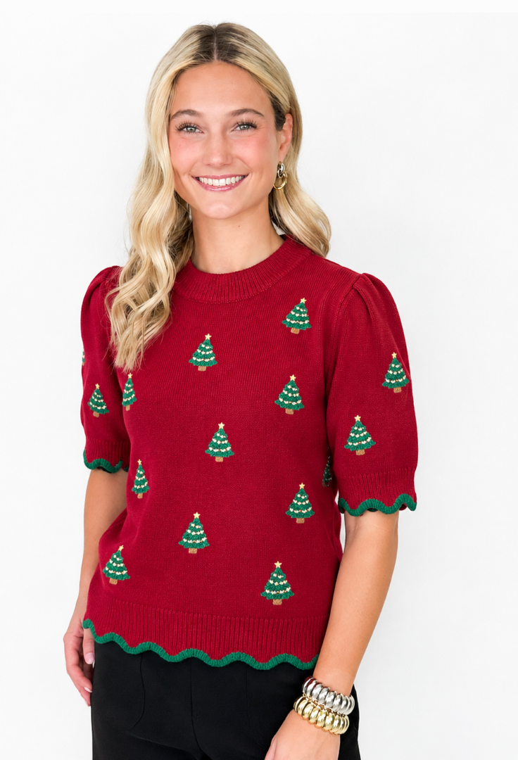 Clara - Embroidered Christmas Tree Sweater